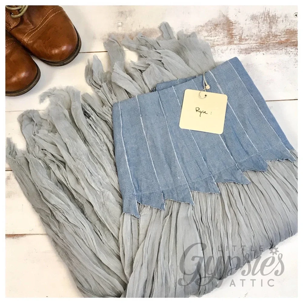 Ryu Vintage Blue Feathering Skirt - Picture 5 of 10